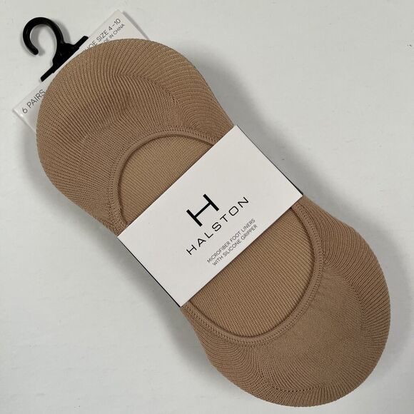 Halston Accessories - Halston Womens Foot Liners 6 Pair Socks Heel Gripper Nude Black Shoe Size 4-10